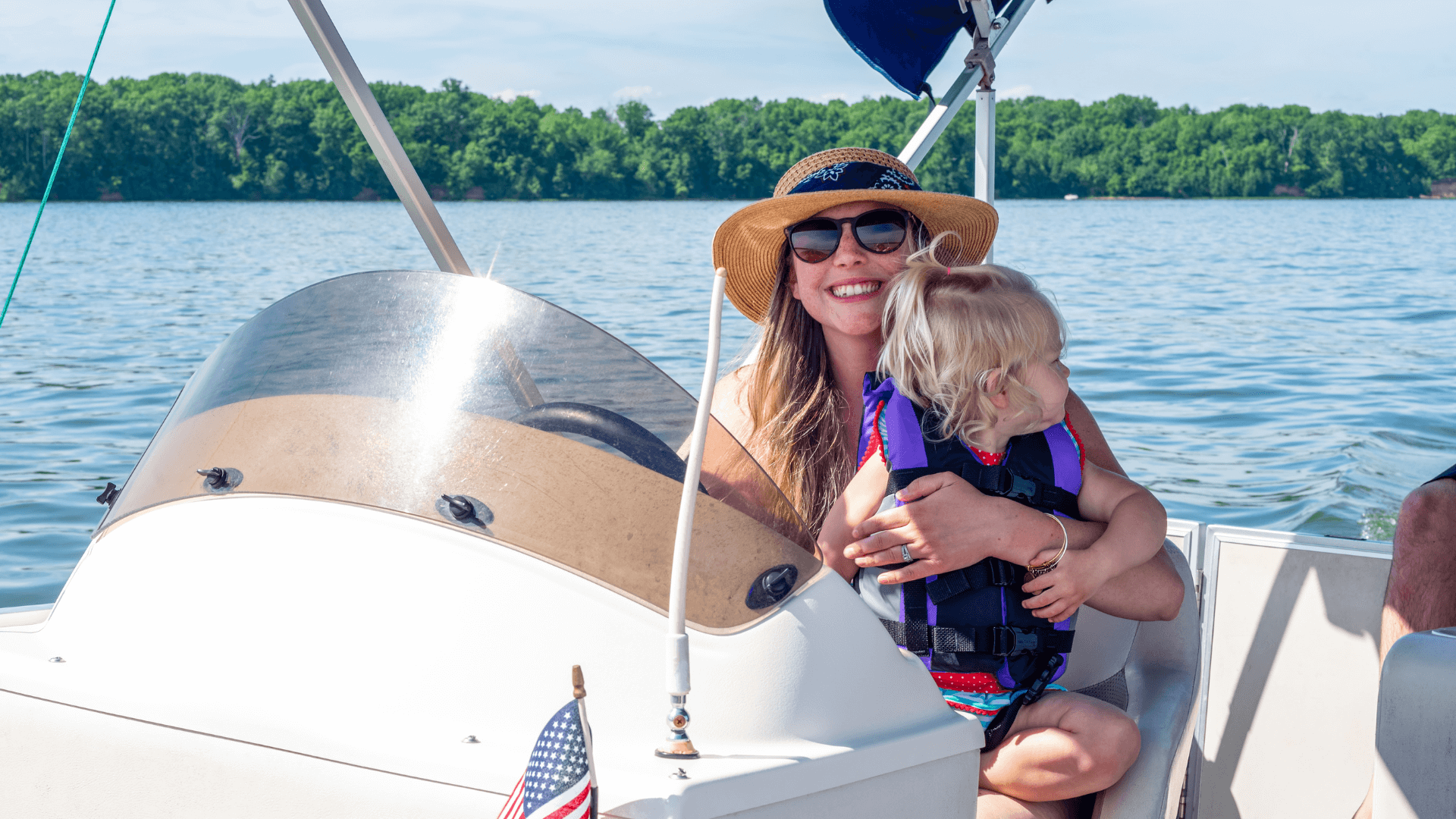 Family on Pontoon Boat